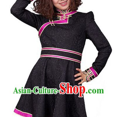 Traditional Chinese Mongolian Black Skirt for Women