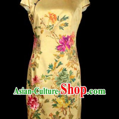 Traditional Chinese Important Ceremony Flower Cheongsam
