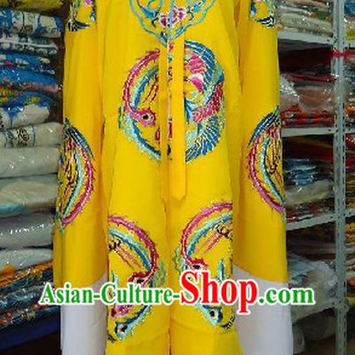 Traditional Chinese Beijing Opera Embroidered Phoenix Yellow Empress Robe