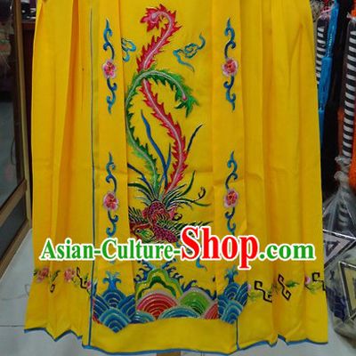 Traditional Chinese Stage Performance Yellow Embroidered Phoenix Hua Dan Skirt