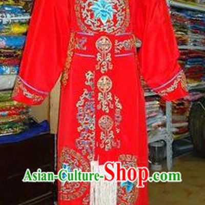 Chinese Beijing Opera Tuan Hua Embroidered Jian Yi Jacket and Robe for Men