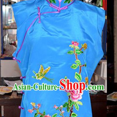 Blue Embroidered Flower Ornamental Waistcoat