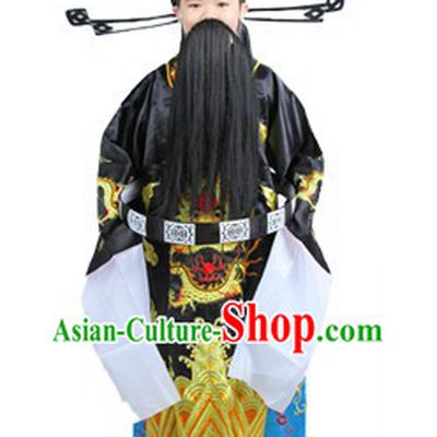 Traditional Chinese Bao Gong Judge Costumes and Hat for Children