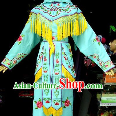 Traditional Chinese Beijing Opera Female Solider Costumes and Headwear