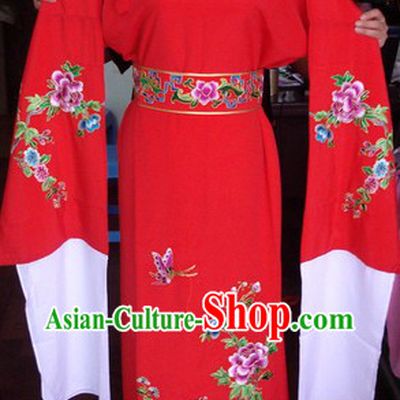 Round Collar Peking Opera Embroidered Flower Ancient Chinese Yong Men Costumes