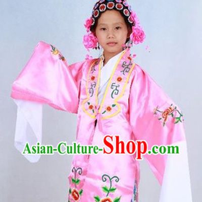 Traditional Chinese Stage Performance Hua Dan Costumes and Headpieces for Kids