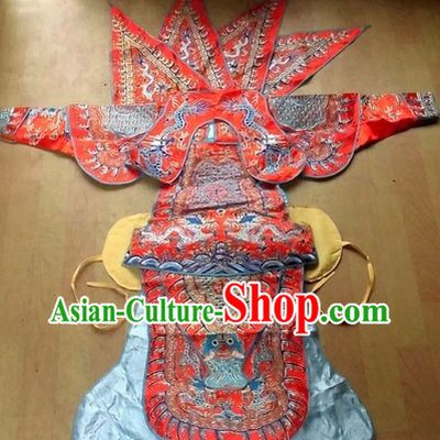 Traditional Chinese Peking Opera Da Kao Armor Costumes and Helmet for Children