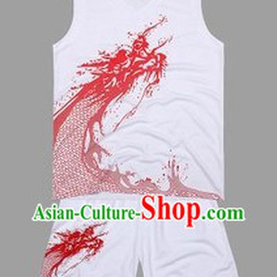 Traditional White Dragon Dance Player Outfit