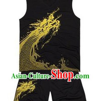 Traditional Black Dragon Dance Player Suit