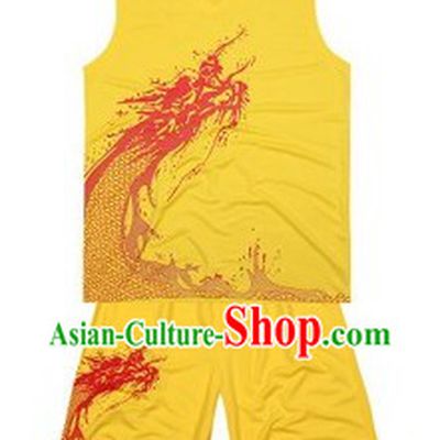 Traditional Yellow Dragon Dance Player Costumes