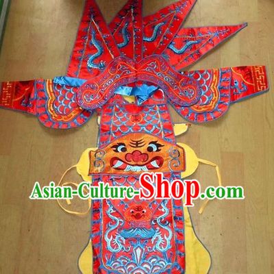Traditional Chinese Embroidered Dragon Armor Da Kao Costume Complete Set for Girls