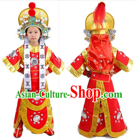Traditional Chinese Hua Mu Lan Costumes and Hat for Kids