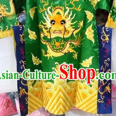 Chinese Peking Opera Guan Gong Guan Yu Green Costumes for Kids