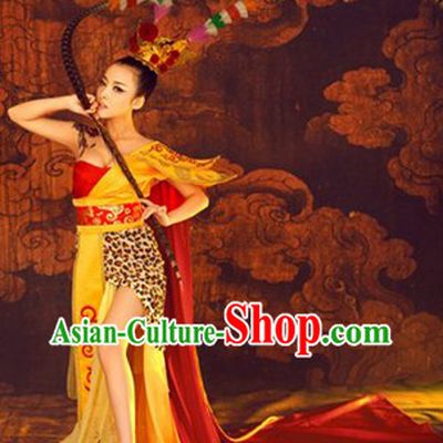 Ancient Chinese Female Monkey King Sun Wukong Costumes and Headpieces Complete Set