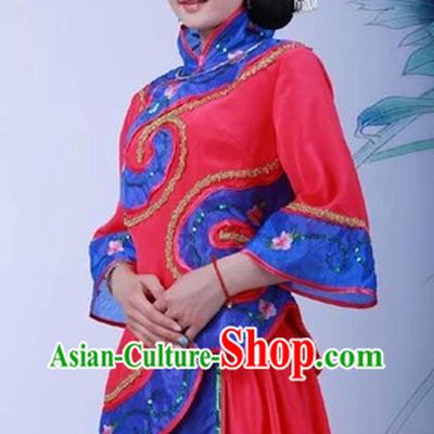Traditional Chinese High Collar Yangge Dance Costume for Women