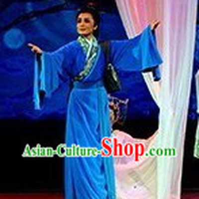 Liu Yi Legend Blue Embroidered Long Robe for Men