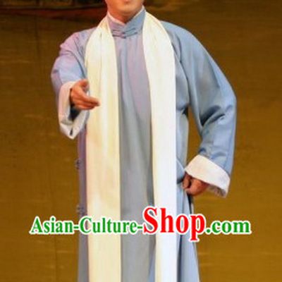 Traditional Chinese Hai Tang Long Robe and Scarf for Men