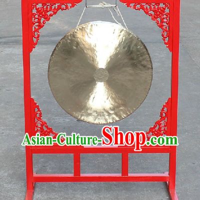 Traditional Chinese Big Gong and Wooden Gong Stand