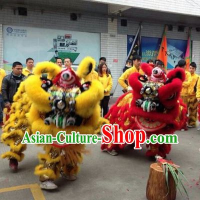 Supreme Big Events and Celebration Red and Yellow Lion Dance Costumes Complete 2 Sets