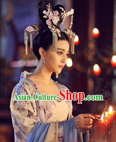 Tang Dynasty Palace Beauty Wu Zetian Hair Accessories and Earrings