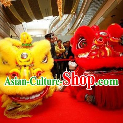 Supreme Red and Yellow Hoksan Lion Dance Costumes Complete 2 Sets