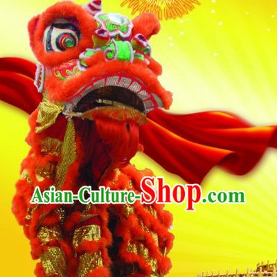 Supreme Red Gold Futsan Handmade Lion Dance Costumes Complete Set