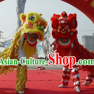 Imitation Artificial Fur Lion Dance Costume 2 Complete Sets