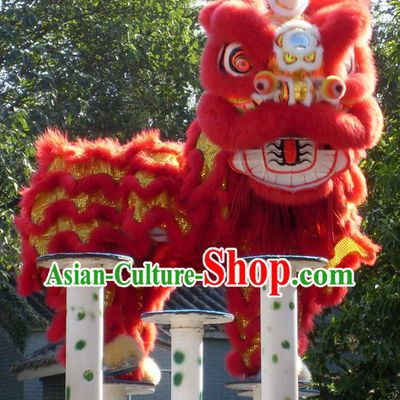 Most Welcome Red Chinese Huang Feihong Master Lion Dance Costumes Complete Set