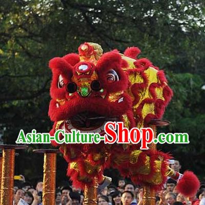 Red and Gold Classic Lion Dance Chinese New Year Costumes Complete Set