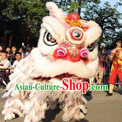Powerful White Lion Dance Chinese New Year Fut San Costumes Complete Set