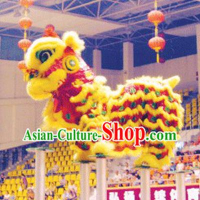 Yellow Red Classic Lion Dance Costume Complete Set