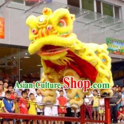 Top Yellow Lion Dancing Costume Complete Set for Display and Play