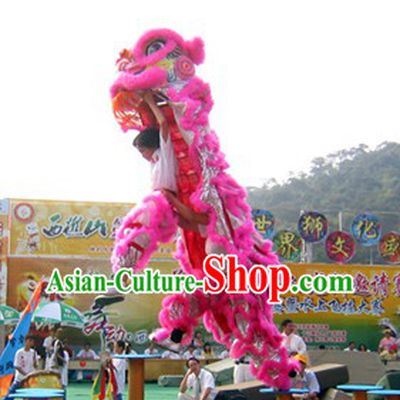 Pink Lion Dancing Costume Complete Set for Display and Play