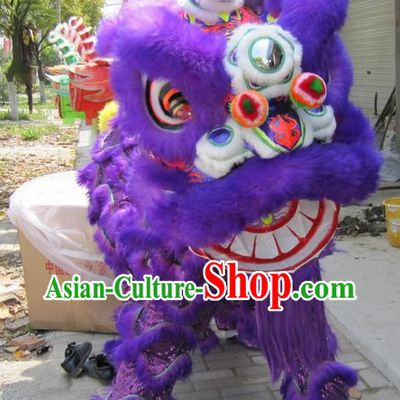 Purple Wool Lion Dance Game Costume Complete Set
