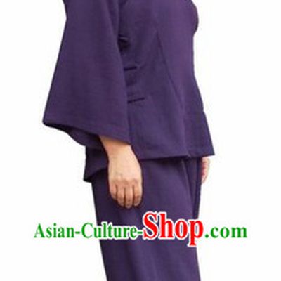 Classic Flax Mandarin Collar Wu Shu Suit
