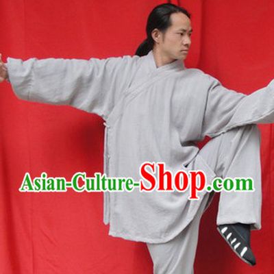 Classic Flax Mandarin Collar Wu Shu Uniform