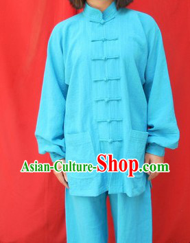 Classic Bright Blue Cotton Mandarin Chinese Martial Arts Uniform