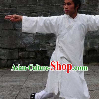Top Quality Black Natural Flax Mandarin Chinese Martial Arts Robe and Pants