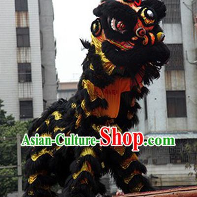 Black and Gold Competition and Parade Lion Dance Costume Complete Set
