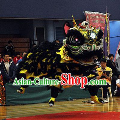 Powerful Long Wool Lion Dance Head and Costume Complete Set