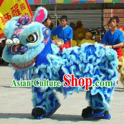 Light Blue Handmade Lion Dance Costume Complete Set