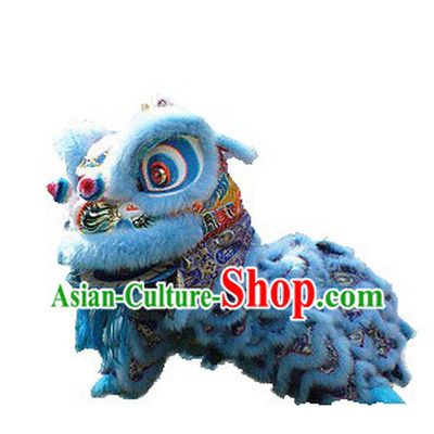 Top Quality Light Blue Hok San Southern Lion Dance Costumes Complete Set