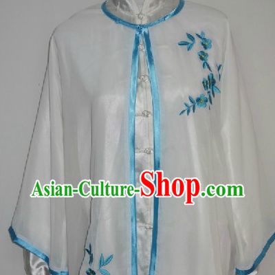 Traditional Chinese Competition and Practice Blouse Pants and Embroidered Flower Veil