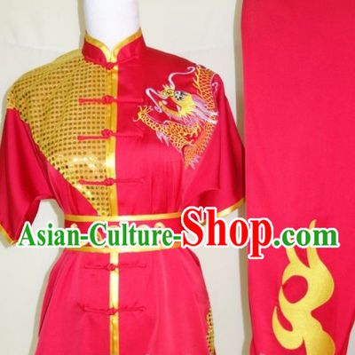 Top Silk Broadcloth Kung Fu Championship Dragon Dancer Costumes Complete Set
