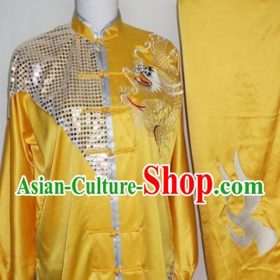 Top Silk Broadcloth Dragon Dancer Kung Fu Practice Uniform Complete Set