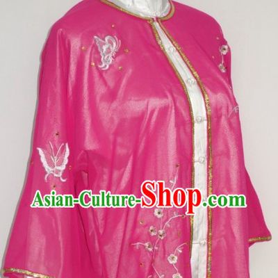 Top Embroidered Butterfly and Flower Tai Chi Outfit Blouse Pants and Veil Complete Set