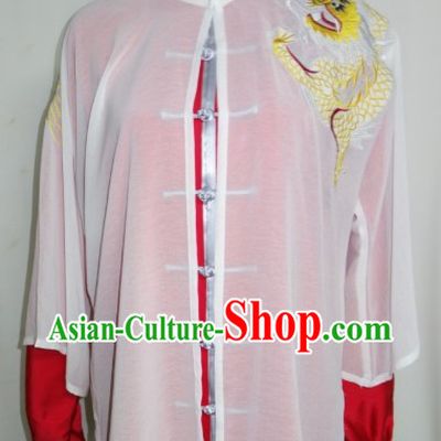 Embroidered Dragon Professional Tai Ji Dresses Pants Belt and Veil Complete Set