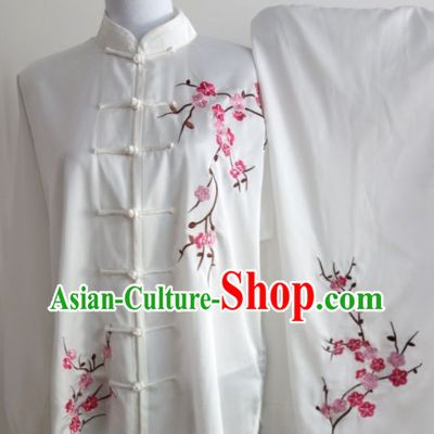 Plum Blossom Embroidery Long Sleeves Wu Shu Uniform Complete Set