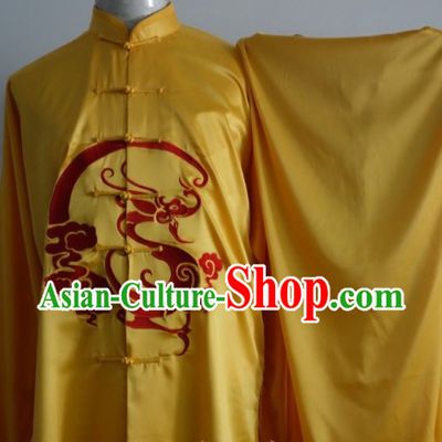 Gold Dragon Embroidery Silk Kung Fu Tai Chi Dresses Complete Set