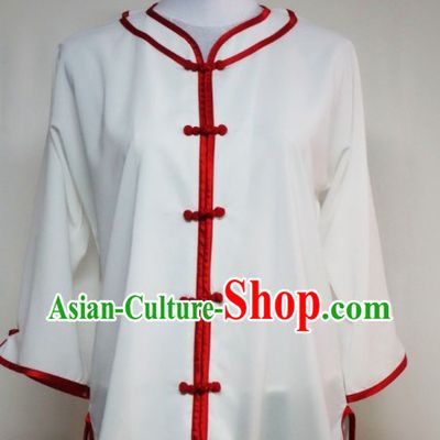 White Silk Shirt Pants and Belt Kung Fu Practice Outfit Complete Set